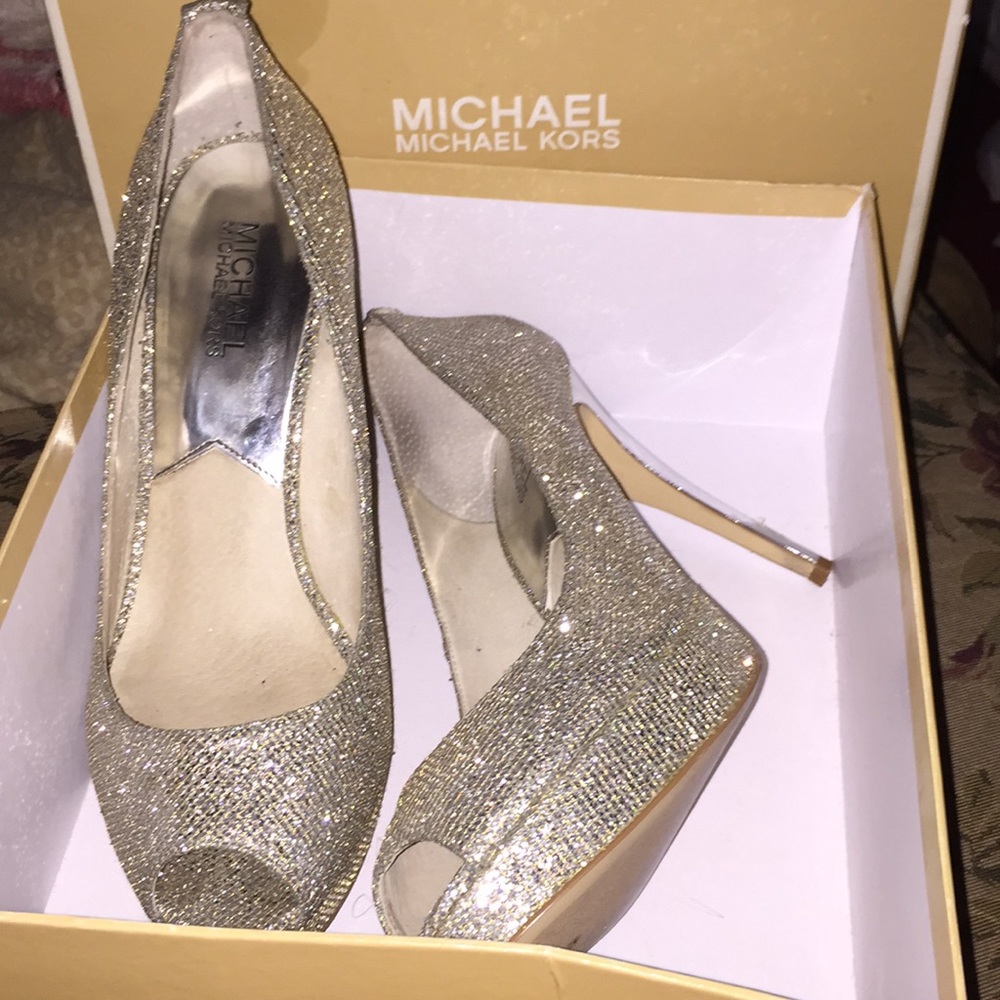Size 9 Michael Kors Silver Sparkle Heels